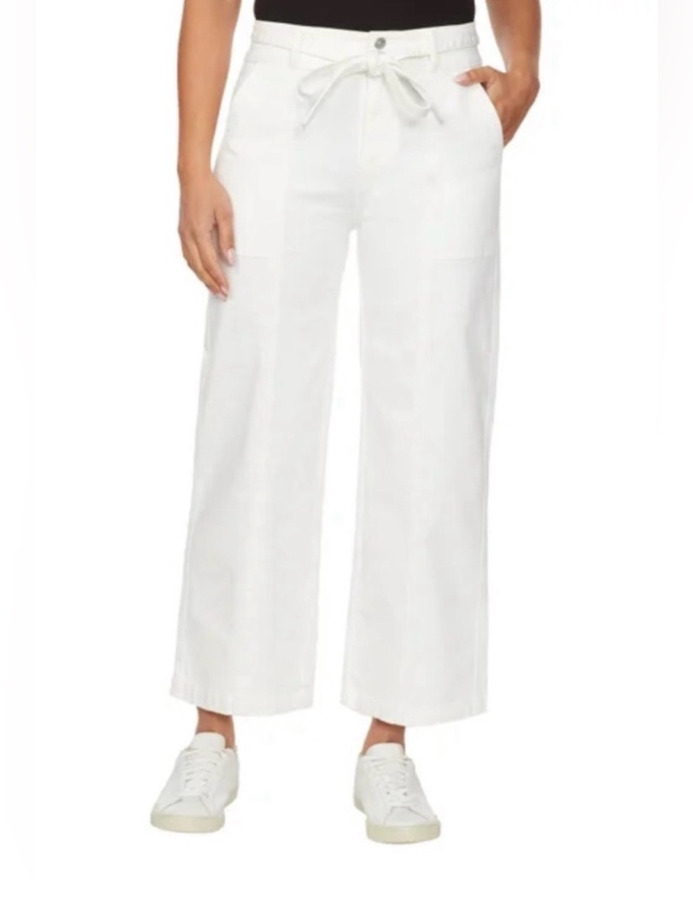 Hudson Jeans Wide-Leg Drawstring Pants in White
